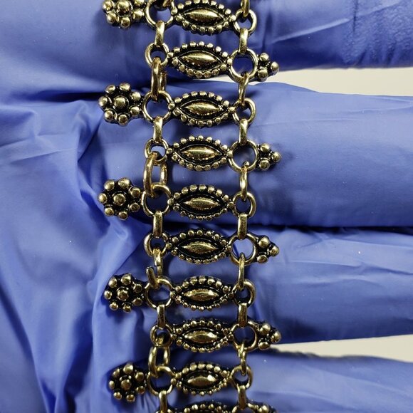 Statement Necklace – Antique Gold Filigree Choker Boho Festival Vintage-Inspired - Picture 9 of 10